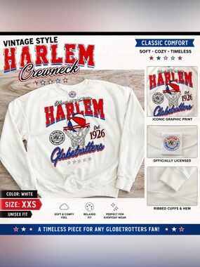 NWT Harlem Globetrotters 100th Anniversary Graphic Crewneck Sweatshirt size xxs